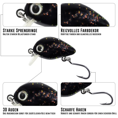 Troutlook Trout Crank, 2,5cm - 1,6g - Black