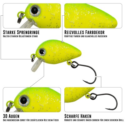 Troutlook Trout Crank 2,5cm - 1,6g - Chartreuse