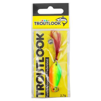 Troutlook Forellenkelle Spoon im Federkleid, 2,7g - green/yellow/orange