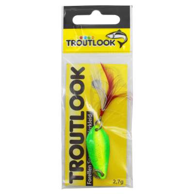 Troutlook Forellenkelle Spoon im Federkleid, 2,7g - yellow/green/glitter