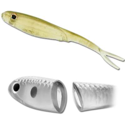 Berkley Hollow Belly Split Tail 125 PW, - 12,5cm - pearl watermelon - 3Stück