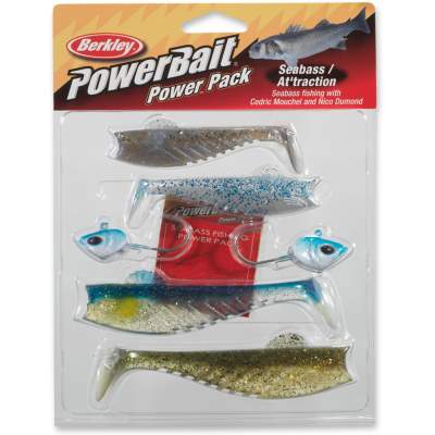 Berkley Powerbait Seabass (Wolfsbarsch) Attraction Set 4 Teile, 10 & 13cm - Sortiert - 20 & 30g - 4Stück