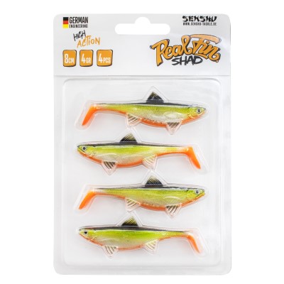 Senshu Real Fin Shad Gummifische 8cm - Orange Belly - 4g - 4 Stück