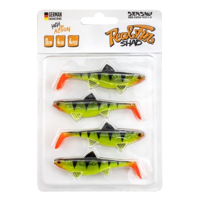 Senshu Real Fin Shad Gummifische 8cm - Shiny Tiger - 4g - 4 Stück