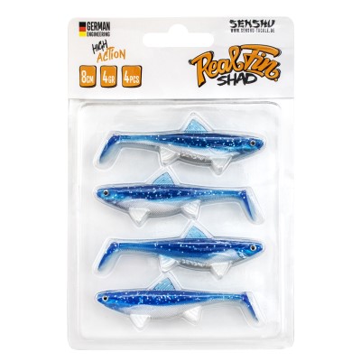 Senshu Real Fin Shad Gummifische 8cm - Flaky Blue - 4g - 4 Stück