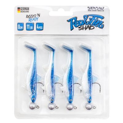 Senshu Real Fin Shad Ready2Catch Gummifische 8cm - Flaky Blue - 11g - 4 Stück