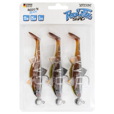 Senshu Real Fin Shad Ready2Catch Gummifische 12cm - Sunshine Brown - 25g - 3 Stück