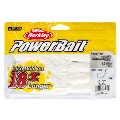 Berkley Powerbait Powertube - Creaturebait 9cm - White - 8Stück