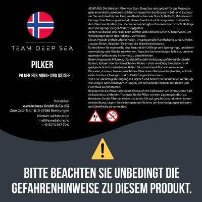 Team Deep Sea Spitzkopf Holo Pilker 70g - Silber/Blau - 1 Stück