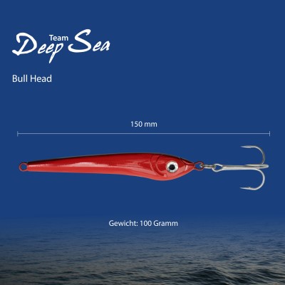 Team Deep Sea Bull Head Pilker 100g - Rot/Schwarz - 1 Stück