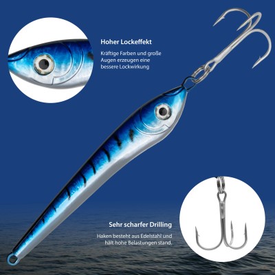 Team Deep Sea Bull Head Pilker 500g - Blaue Makrele - 1 Stück