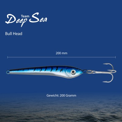 Team Deep Sea Bull Head Pilker 200g - Blaue Makrele - 1 Stück