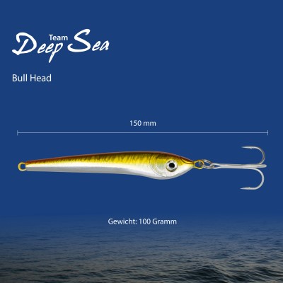 Team Deep Sea Bull Head Pilker 100g - Gelb/Orange - 1 Stück