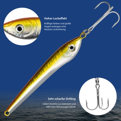 Team Deep Sea Bull Head Pilker 300g - Gelb/Orange - 1 Stück