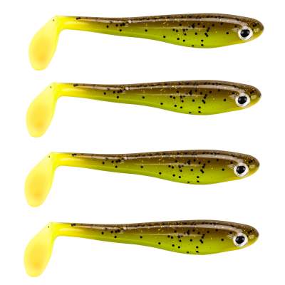 Berkley Hollow Belly - Gummifische 10cm - Brown Chartreuse - 7 Stück - 4 Stück