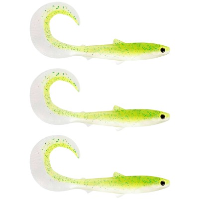 Westin BullTeez Curltail Gummifische 8cm - Sparkling Chartreuse - 3g - 3 Stück