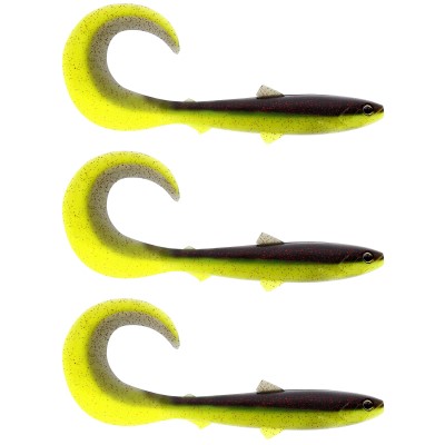 Westin BullTeez Curltail Gummifische 8cm - Black/Chartreuse - 3g - 3 Stück