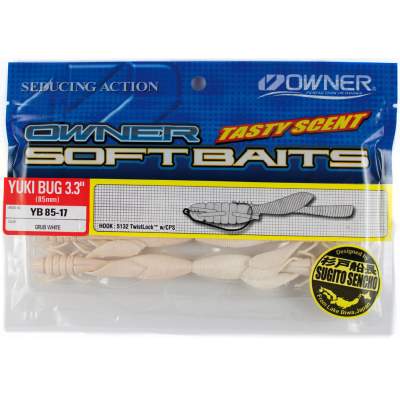 Owner Yuki Bug 85 Creature Bait (YB-85-17 ), 3,3 8,5cm - grub white - 8Stück