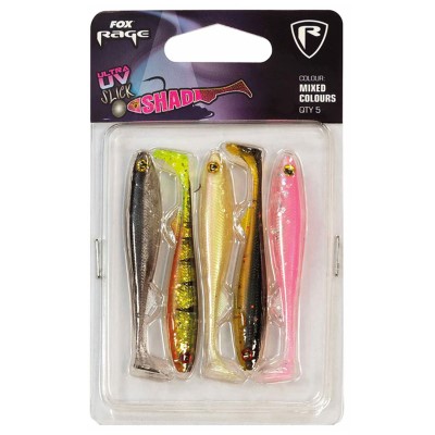 Fox Rage Slick Shad UV Mixed Colour Pack I - Gummifisch 9,0cm - 5 Stück