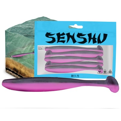 Senshu Breazy Shiner 5 Stück Gummifische 10cm - 5,37g - 5Stück - Pink Blueberry