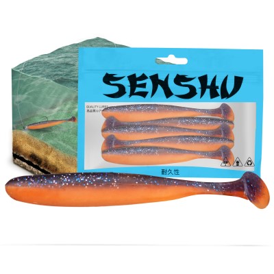 Senshu Breazy Shiner 5 Stück Gummifische 10cm - 5,37g - 5Stück - Purple Orange