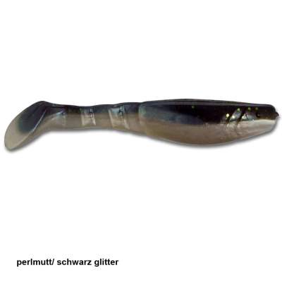 Angel Domäne Gummifische Action Shads 10cm 3er Pack perlmutt/schwarz glitter 10cm - perlmutt/schwarz glitter - 3Stück