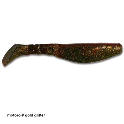 Angel Domäne Gummifische Action Shads 10cm 3er Pack motoroil/gold glitter 8,50cm - motoroil/gold glitter - 3Stück