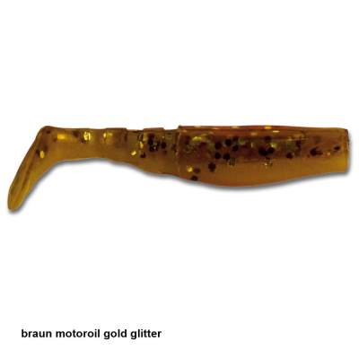Angel Domäne Gummifische Action Shads 5cm 8er Pack braun motoroil gold glitter 5,0cm - braun motoroil gold glit - 8Stück