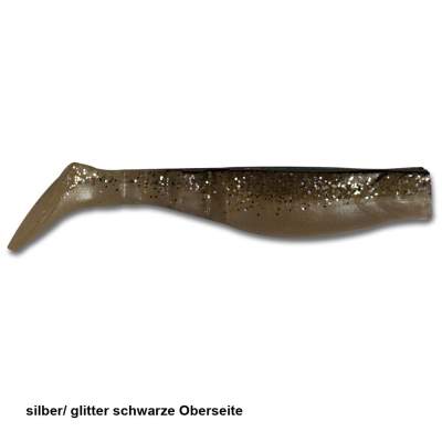Angel Domäne Gummifische Action Shads 6,5cm 6er Pack silber/glitter schwarze 6,5cm - silber/glitter schwarze - 6Stück