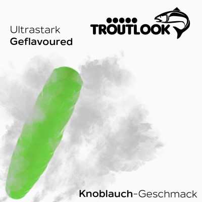 Troutlook Worma Lures - Largos Slim, Garlic/Knoblauch - 3,5cm - 15 Stück - Olive