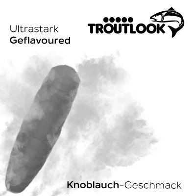 Troutlook Worma Lures - Largos Slim Forellengummi Garlic/Knoblauch - 3,5cm - 15 Stück - Black