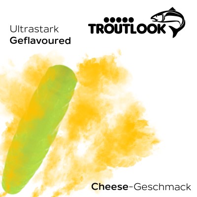 Troutlook Worma Lures - Largos Slim Forellengummi Cheese - 3,5cm - 15 Stück - Kiwi Green
