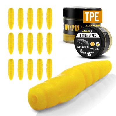 Troutlook Worma Lures - Largos Slim, Cheese - 3,5cm - 15 Stück - Pure Yellow