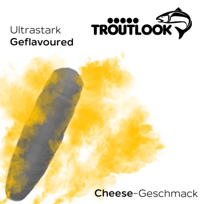 Troutlook Worma Lures - Largos Slim Forellengummi Cheese - 3,5cm - 15 Stück - Black