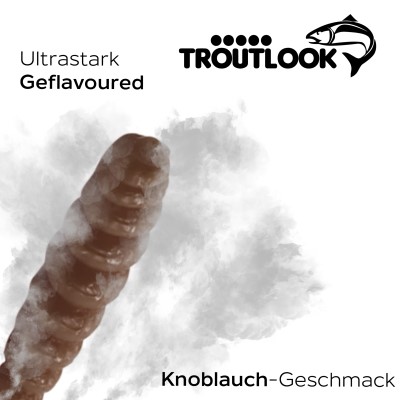 Troutlook Worma Lures - Largio Forellengummi Garlic/Knoblauch - 3,5cm - 15 Stück - Brown