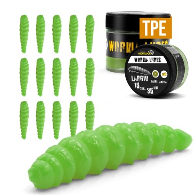 Troutlook Worma Lures - Largio, Cheese - 3,5cm - 15 Stück - Olive