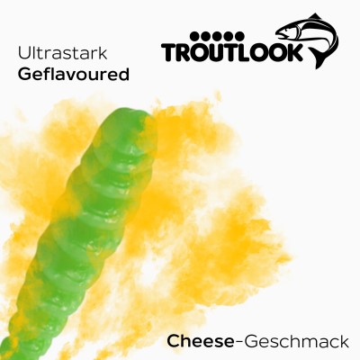 Troutlook Worma Lures - Largio Forellengummi Cheese - 3,5cm - 15 Stück - Olive