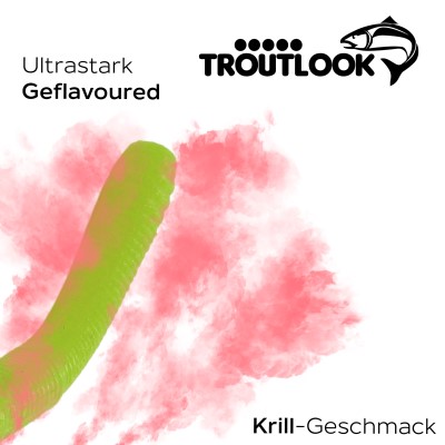 Troutlook Worma Lures - Fat Wormy Forellengummi Krill - 8,5cm - 7 Stück - Kiwi Green