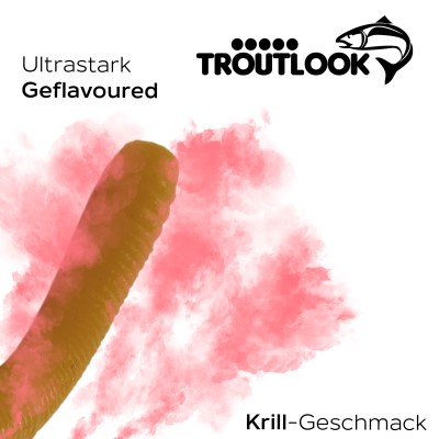 Troutlook Worma Lures - Fat Wormy Competition Forellengummi Krill - 5,5cm - 12 Stück - Coffee