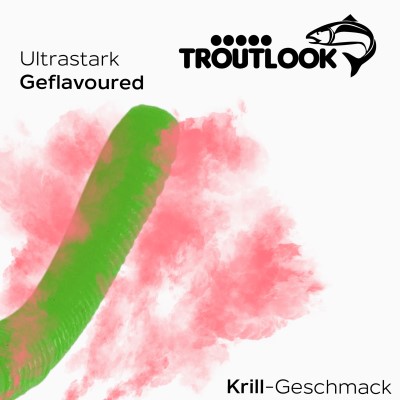 Troutlook Worma Lures - Fat Wormy Competition Forellengummi Krill - 5,5cm - 12 Stück - Olive