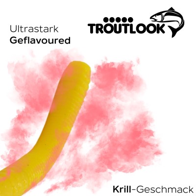 Troutlook Worma Lures - Fat Wormy Forellengummi Krill - 8,5cm - 7 Stück - Pure Yellow