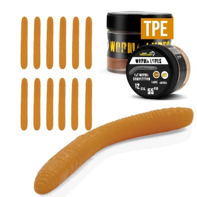 Troutlook Worma Lures - Fat Wormy Competition, Cheese - 5,5cm - 12 Stück - Coffee