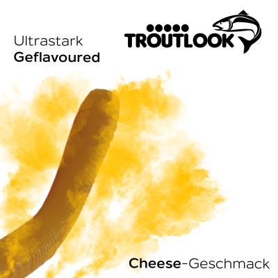Troutlook Worma Lures - Fat Wormy Forellengummi Cheese - 8,5cm - 7 Stück - Coffee