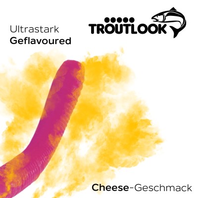 Troutlook Worma Lures - Fat Wormy Forellengummi Cheese - 8,5cm - 7 Stück - Pink Spezial
