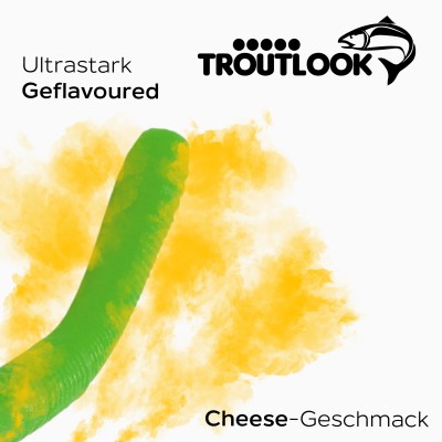 Troutlook Worma Lures - Fat Wormy, Cheese - 8,5cm - 7 Stück - Olive