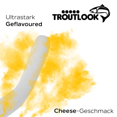 Troutlook Worma Lures - Fat Wormy Competition Forellengummi Cheese - 5,5cm - 12 Stück - White Pearl