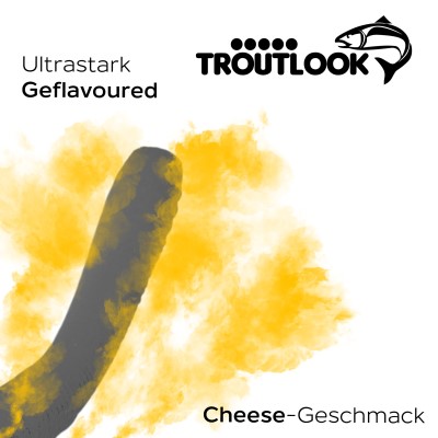 Troutlook Worma Lures - Fat Wormy Forellengummi Cheese - 8,5cm - 7 Stück - Black