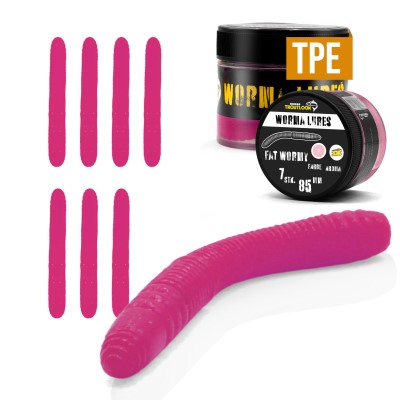 Troutlook Worma Lures - Fat Wormy, Cheese - 8,5cm - 7 Stück - Pink Spezial