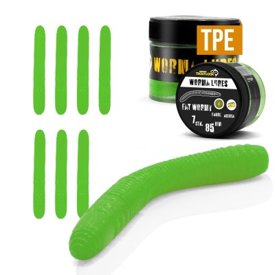 Troutlook Worma Lures - Fat Wormy, Cheese - 8,5cm - 7 Stück - Olive