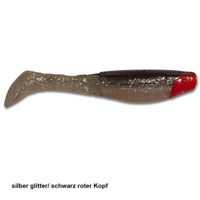 Angel Domäne Gummifische Action Shads 8,5cm 4er Pack silber glitter/schwarz, - 8,5cm - silber glitter/schwarz r - 4Stück